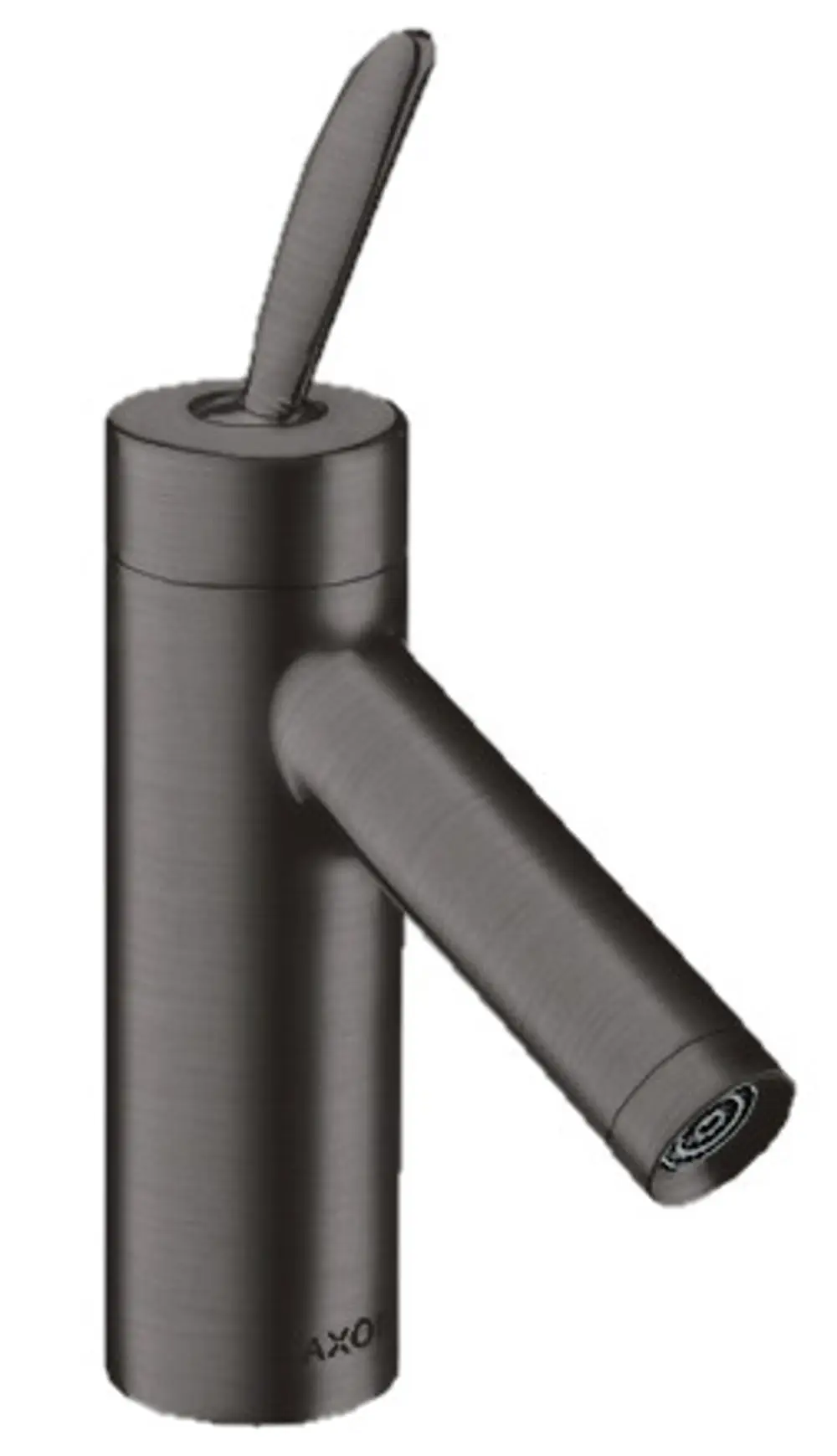 AXOR Einhebel-Waschtischmischer in Brushed Black Chrome, mit seitlichem Hebel und runder Auslauföffnung. Zugstangen-Ablaufgarnitur integriert.